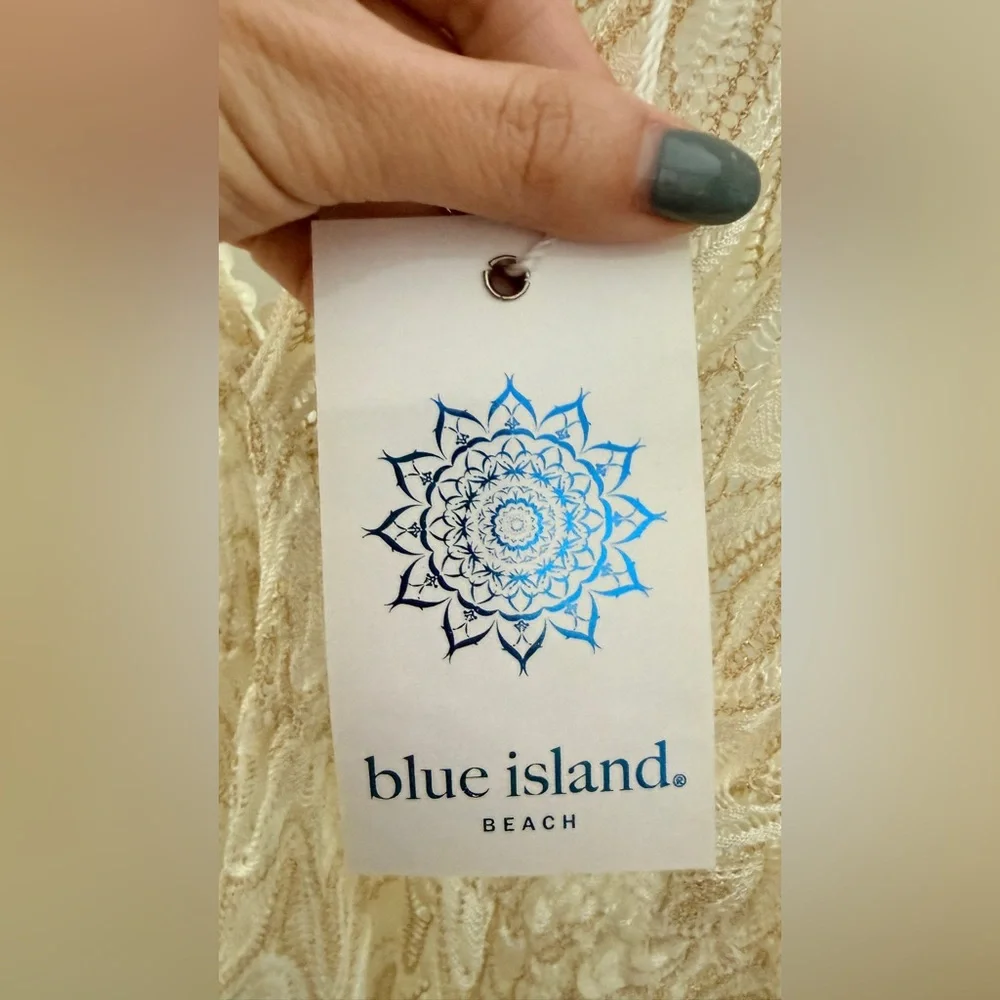 BLUE ISLAND BEACH Cream Zigzag Pattern Dress size M - Picture 4 of 7